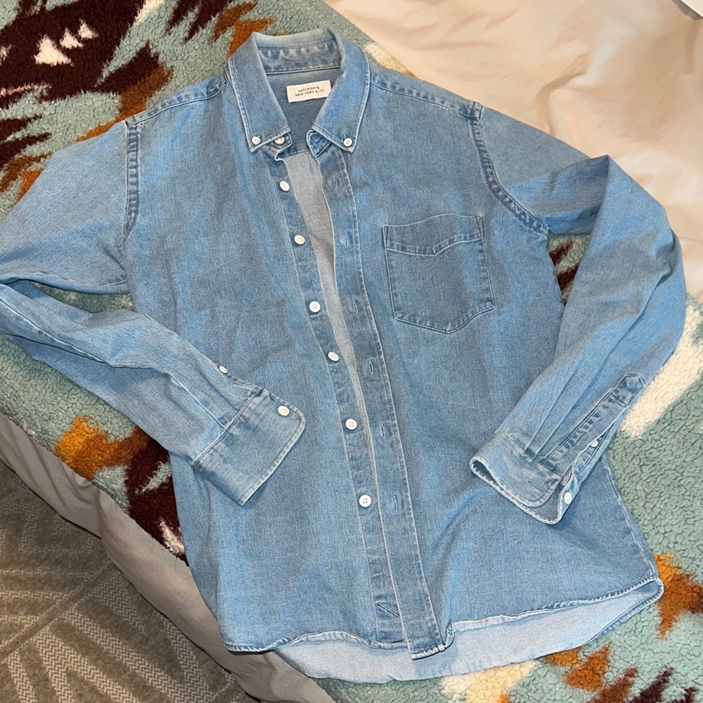 Men’s Saturdays New York City xs Light Blue Denim Shirt